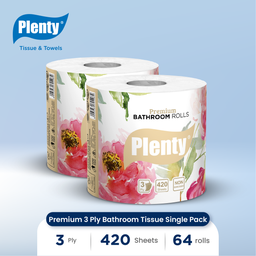 [PLBT-530NN] PLENTY PREMIUM 3PLY BATHROOM TISSUE SINGLE PACK 420`S FSC MIX 70% (TW1)