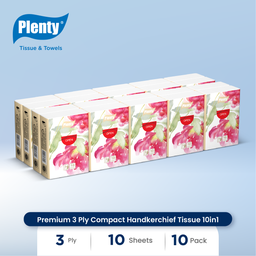 [PLHK-502NN] PLENTY PREMIUM 3PLY COMPACT HANDKERCHIEF TISSUE 10IN1 FSC MIX 70% (TW1)