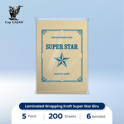 [6B-02HS080] Laminated Wrapping Kraft Super Star Biru HS Code LWK (in sheet) : 4810.99.90