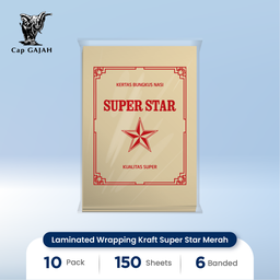 [6B-01HS080] Laminated Wrapping Kraft Super Star Merah HS Code LWK (in sheet) : 4810.99.90
